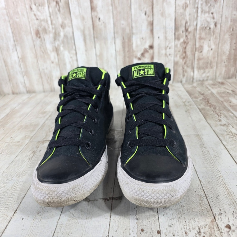 Converse All Star Chuck Taylor Mid Top Sneakers Black Neon Green Men's Size 8 - Picture 4 of 8